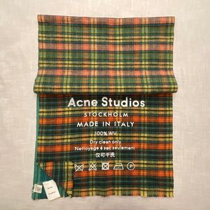Acne Studios Ombre Plaid Virgin Wool Blanket Scarf Wrap 84”x27”Made in Italy NWT